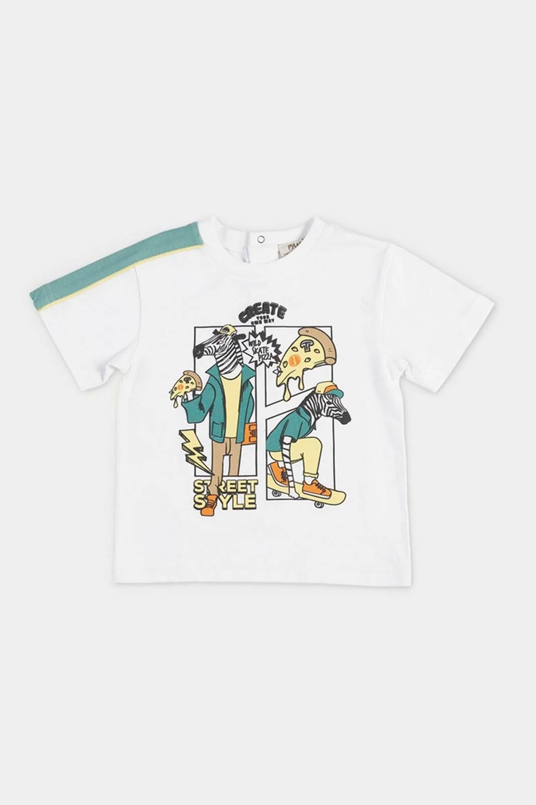 T-shirt blanc imprimé pour bébé garçon