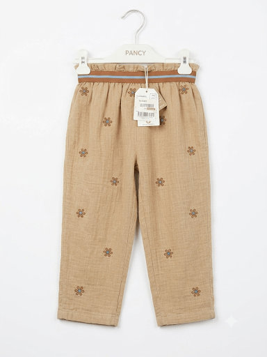 Pantalon beige fleurie