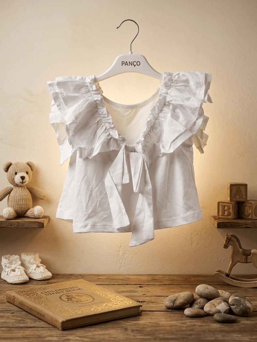 Blouse blanche à volants papillon  