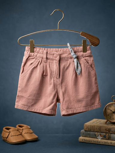 Short rose taille élastique pour bébé fille