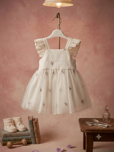 Robe blanche fleurie en tulle 