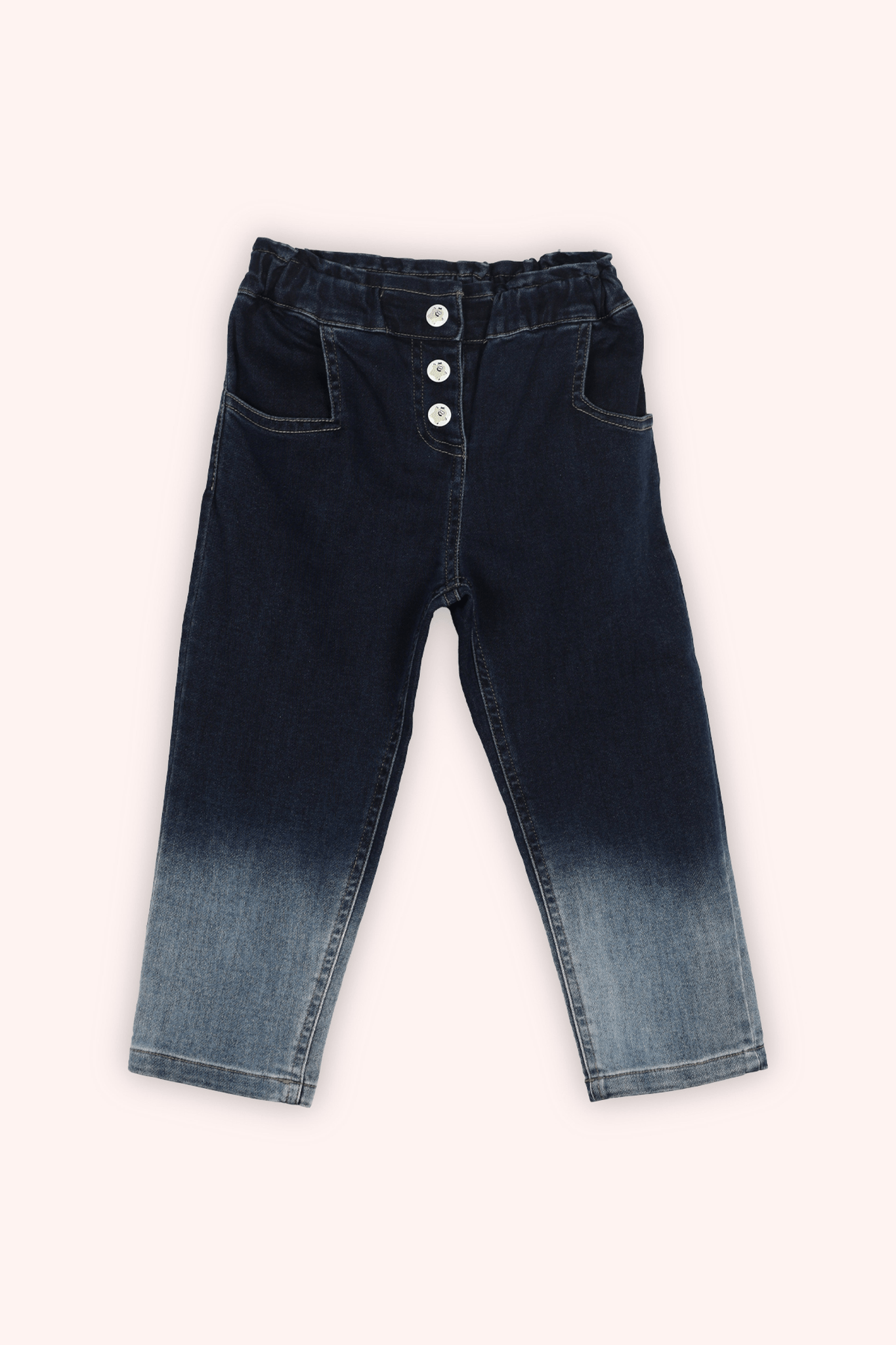Jean bleu marine avec taille élastique pour bébé fille